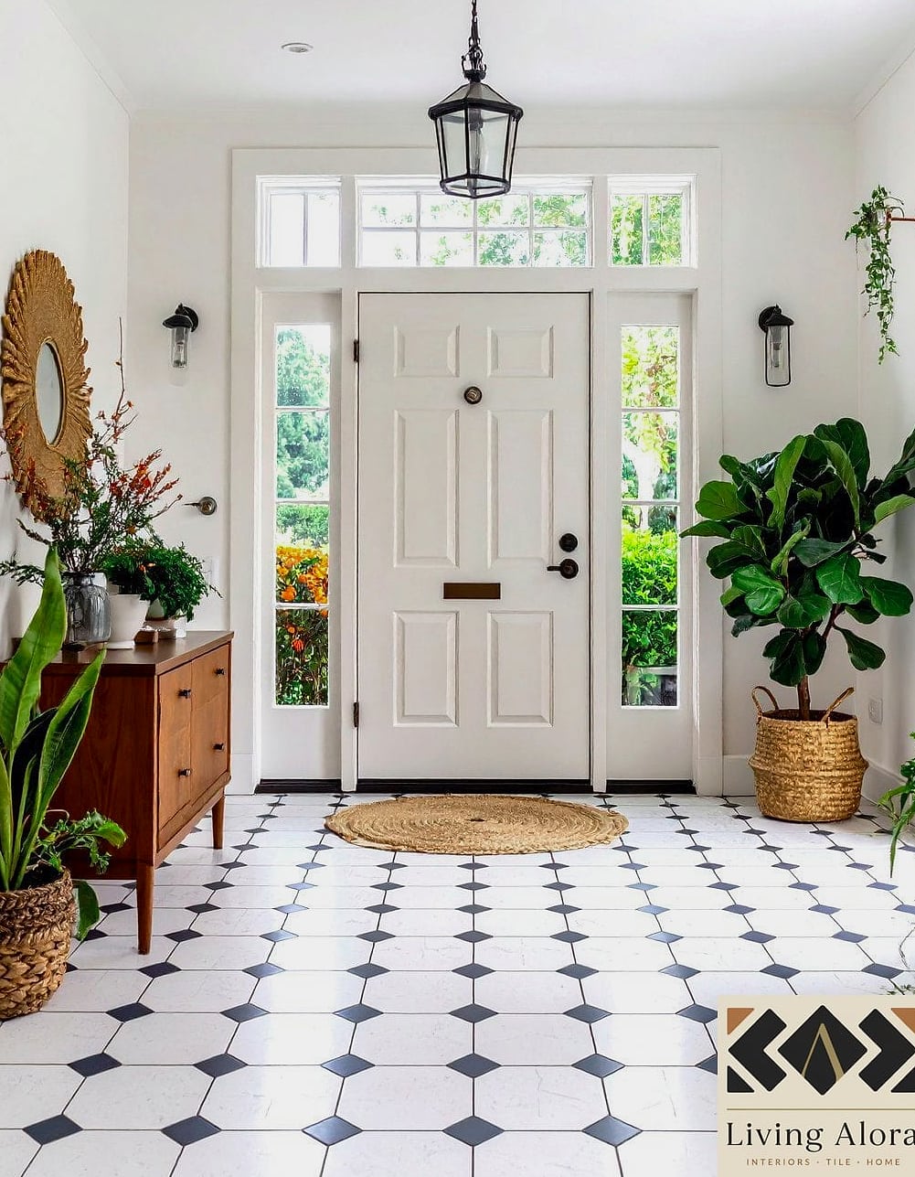 White Tile Entryway Floor
