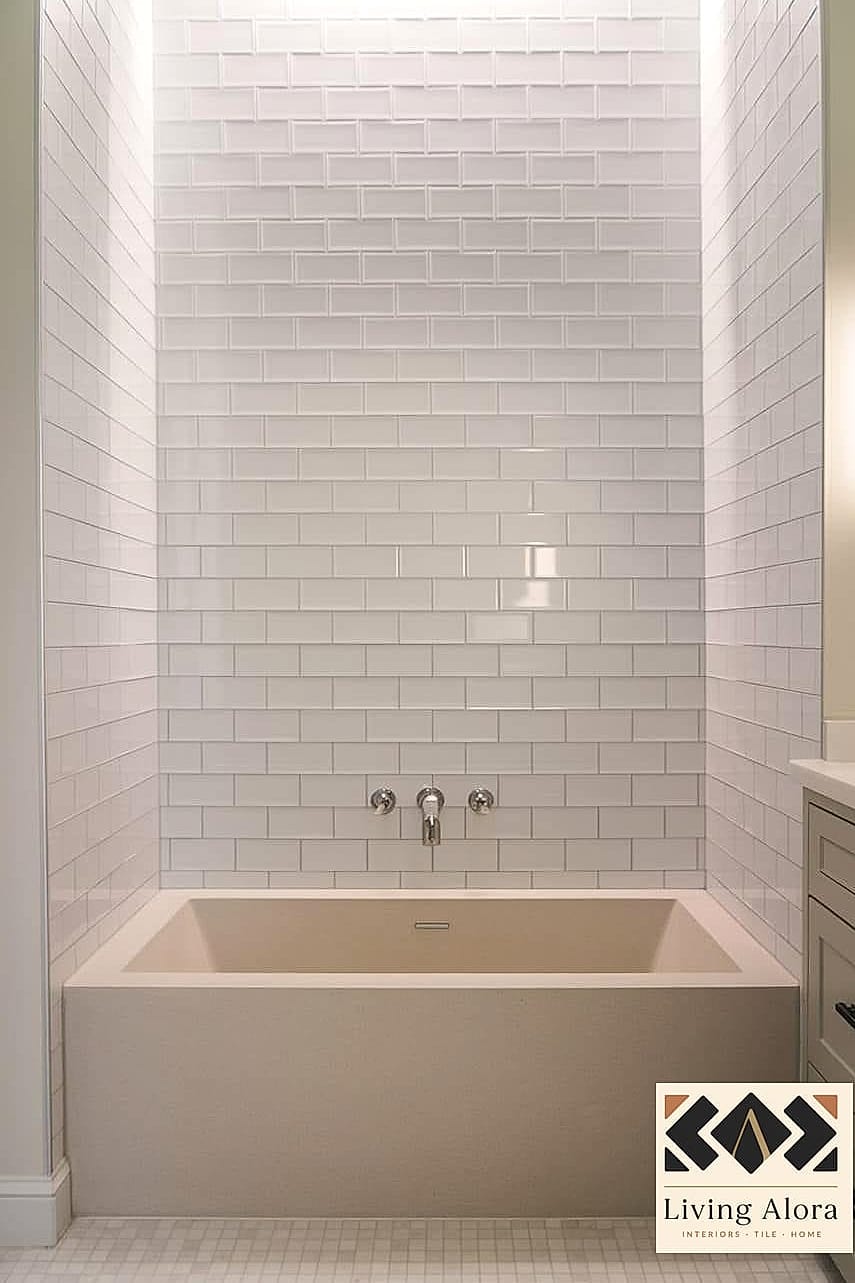 White Tile Bathtub Surround