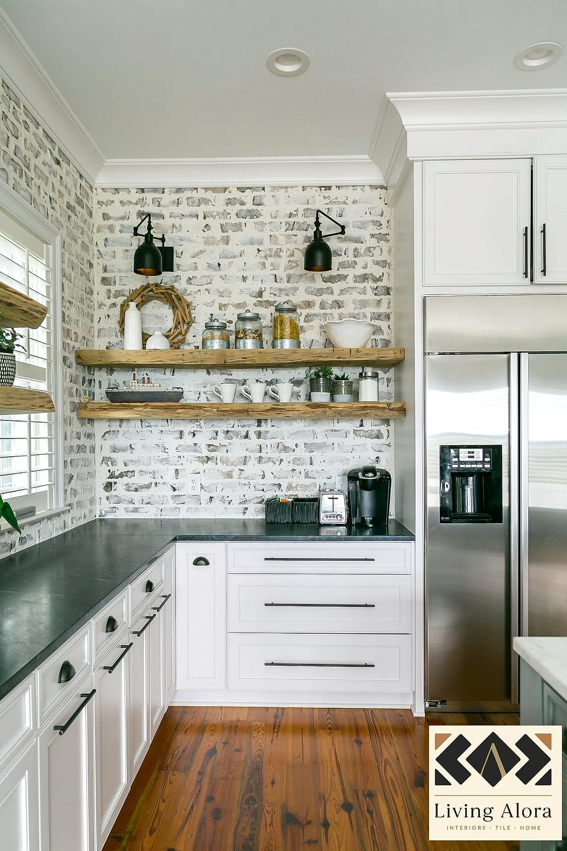 Whitewashed Brick with Black Undertones