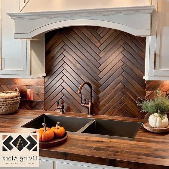 Wood-Look Tile Backsplash