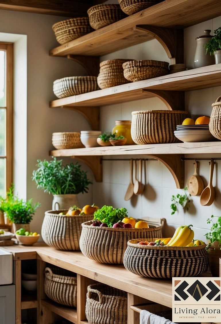 17 Inexpensive Kitchen Ideas Trending on Pinterest This Year 15 Woven Baskets for Open Storage