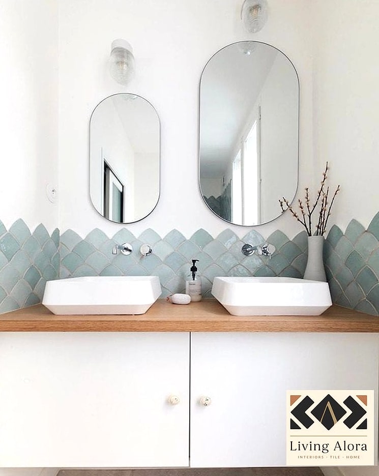 14 Backsplash for Small Bathroom Ideas Worth Bookmarking Before You Renovate 3 Zellige Tile in Soft Neutrals