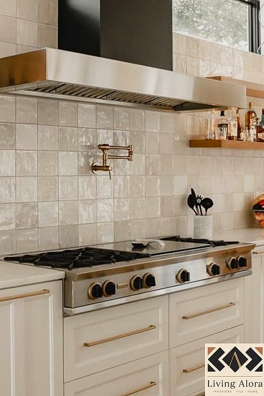 10 Kitchen Backsplash Ideas Trending on Pinterest This Year 2 Zellige Tile in Soft, Imperfect Tones